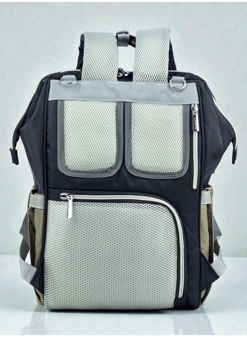 Lucid's latest edition waterproof maternity bag with changing mat and thermal bottle holder with heating element - Olive & black - Image 4